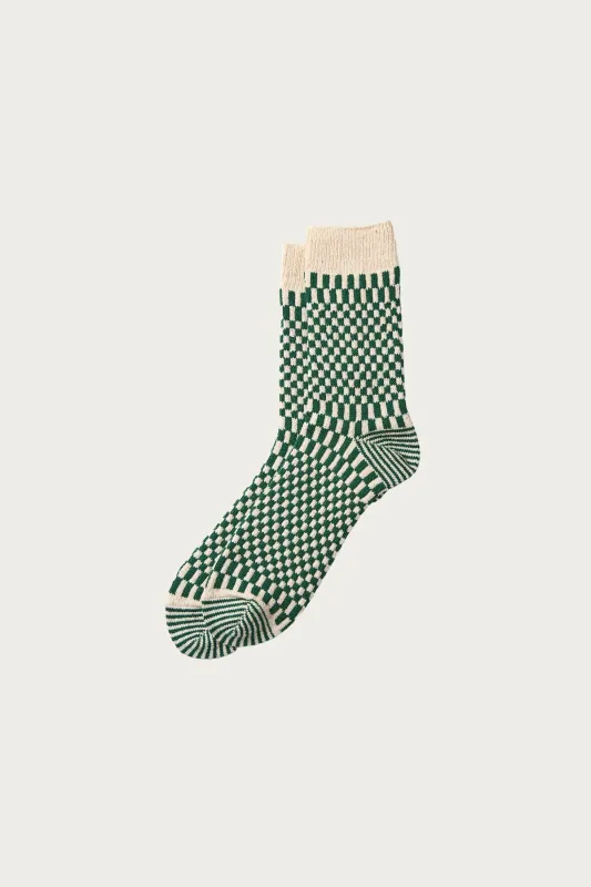 Checkerboard Pattern Socks - Green made by ROTOTO