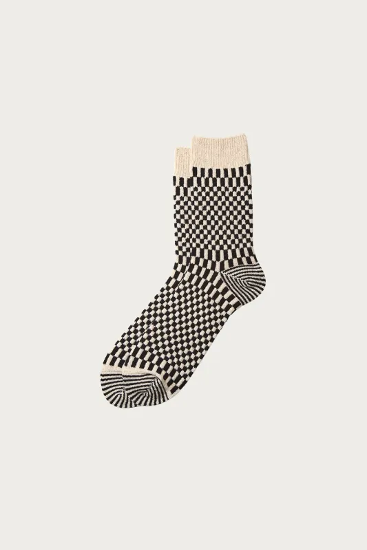 Checkerboard Pattern Socks - Black sold by Canoe Club