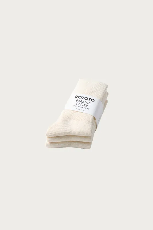 Organic Daily 3-Pack Ribbed Crew - Ivory made by ROTOTO