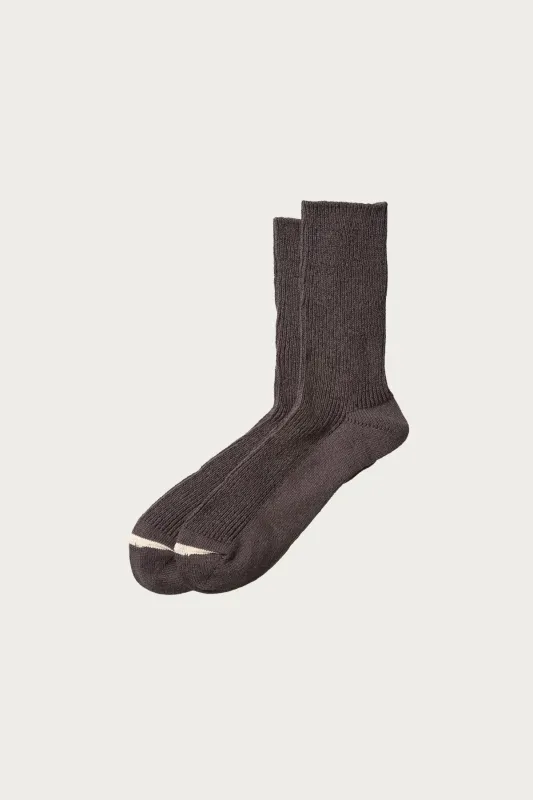 Washi/Recycled Cotton Rib Crew Socks - Dark Grey made by ROTOTO