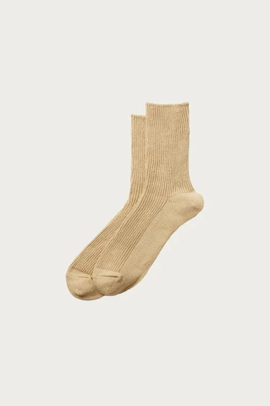 Washi/Recycled Cotton Rib Crew Socks - Beige sold by Canoe Club
