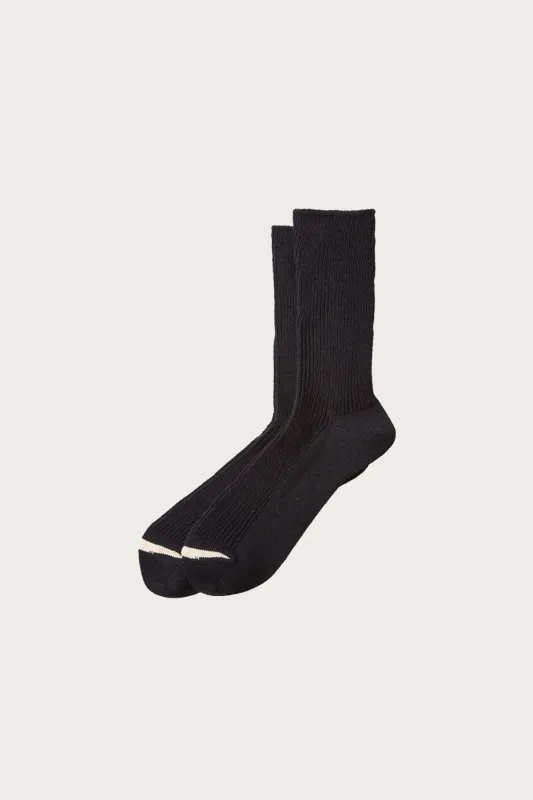 Washi/Recycled Cotton Rib Crew Socks - Black made by ROTOTO