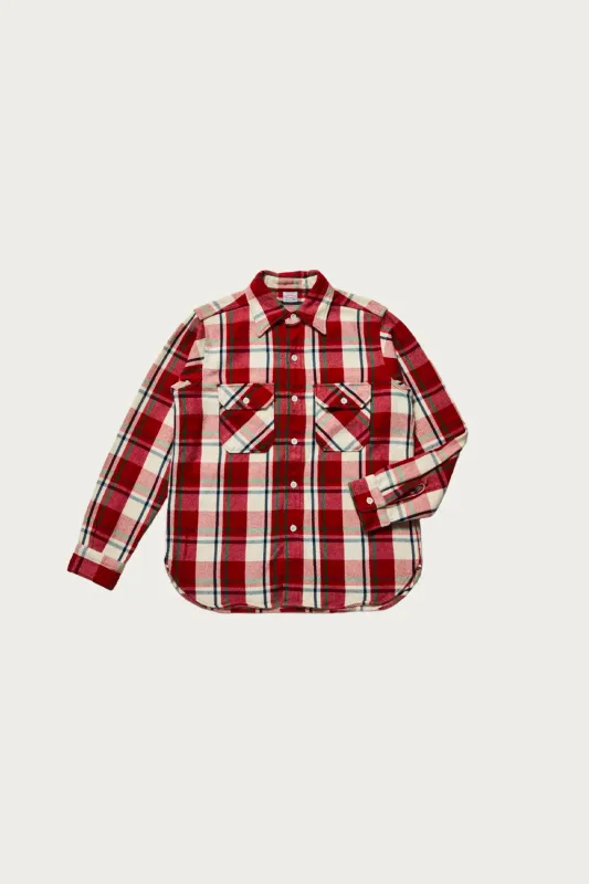 3104 Flannel Shirt Pattern C - Red/Off White made by WAREHOUSE & CO.
