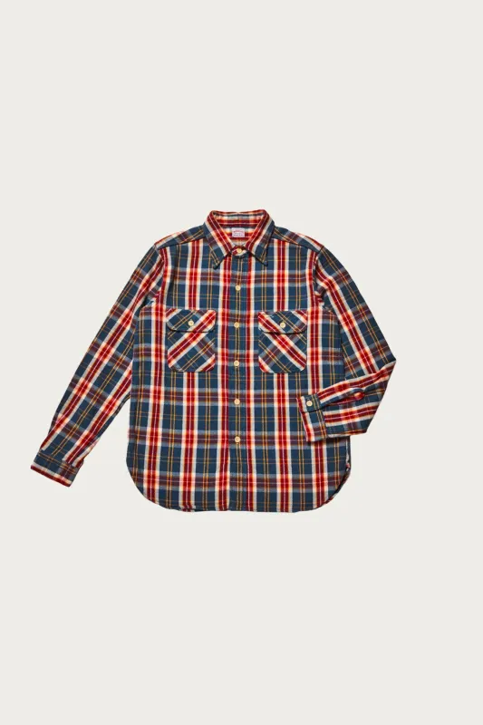 3104 Flannel Shirt Pattern B - Navy/Off White made by WAREHOUSE & CO.