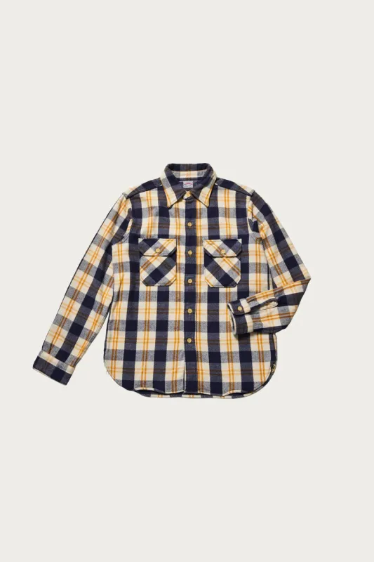 3104 Flannel Shirt Pattern A - Sax/Off White made by WAREHOUSE & CO.