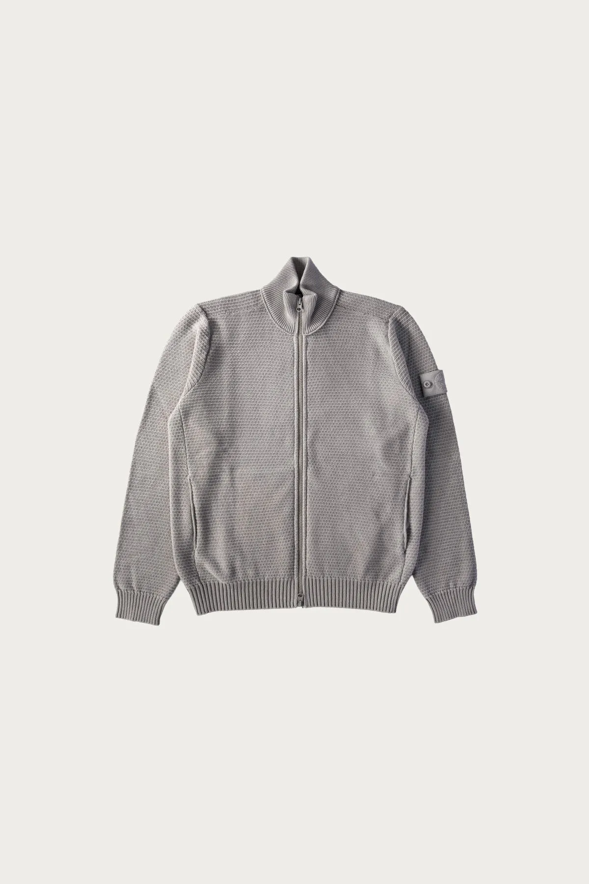 Zip-Up High Neck Cardigan - Grey sold by Canoe Club