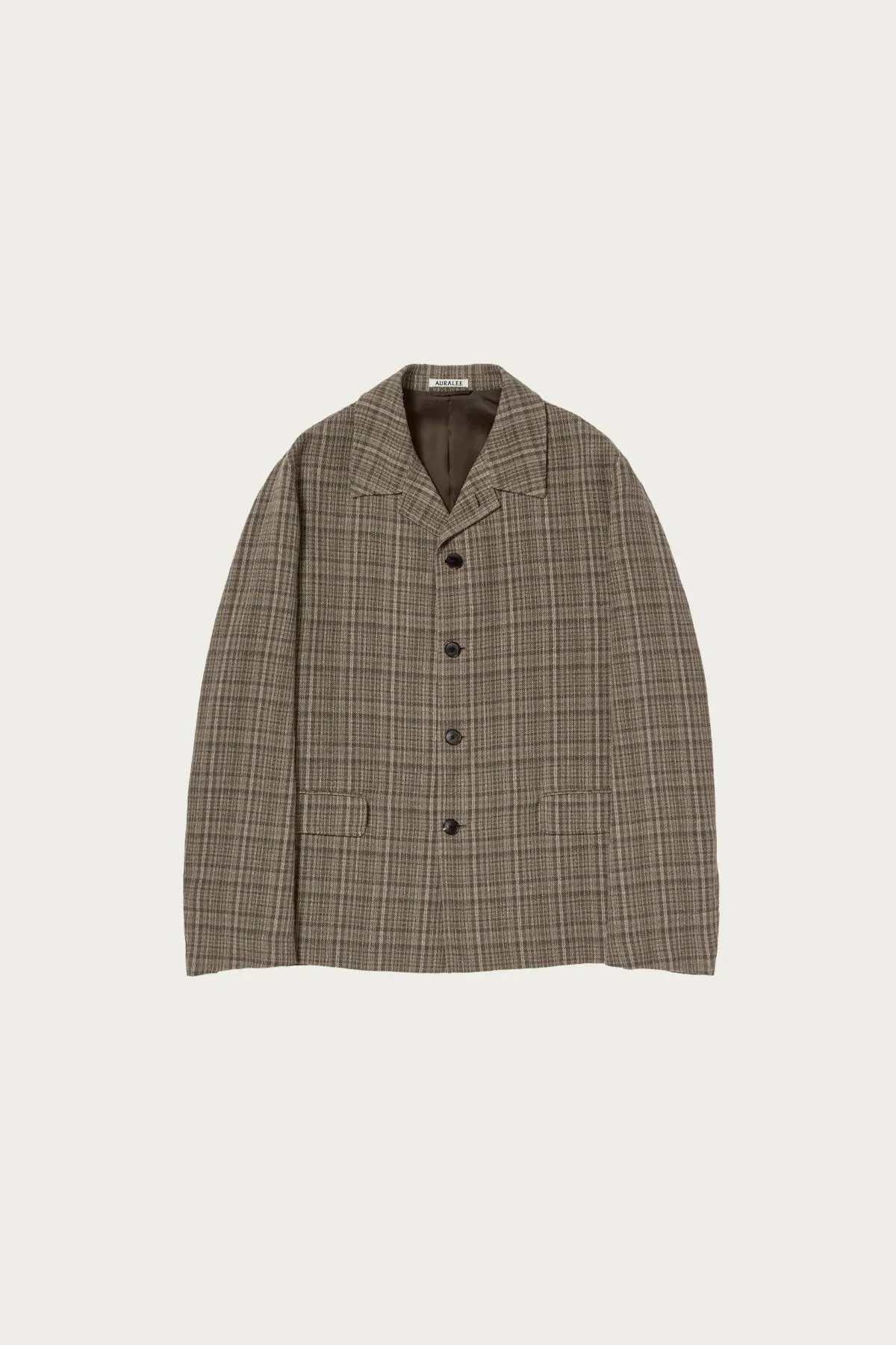 Silk Linen Nep Check Jacket - Dark Brown Check sold by Canoe Club