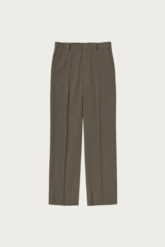 Light Wool Max Gabardine Slacks - Dark Olive Brown made by Auralee