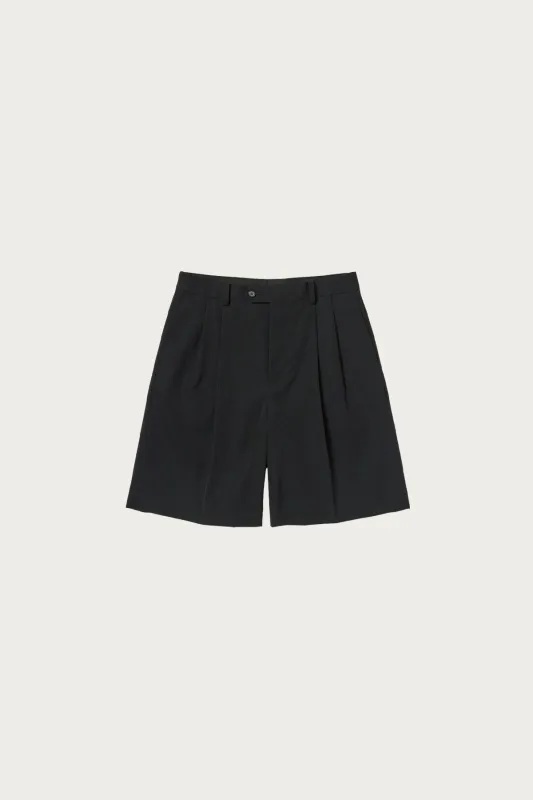Light Wool Max Gabardine Shorts - Top Black made by Auralee