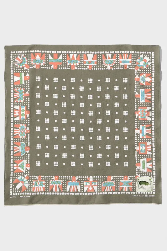 Fastcolor Selvedge Bandanna (Thunderbird) - Khaki made by Kapital