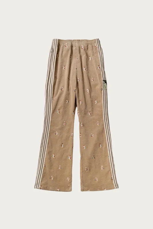 11W Stretch Corduroy DUCK Embroidery Track Pants (Banner Stripe) - GLB made by Kapital