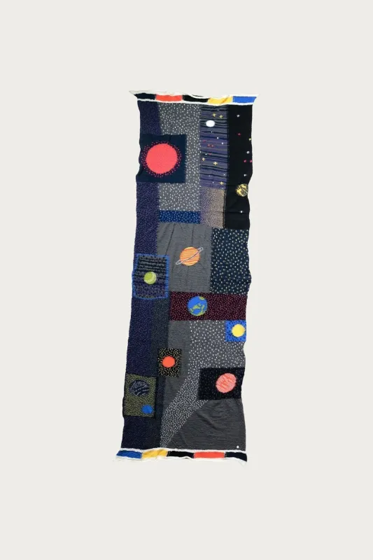 Fulling Wool Scarf UNIVERSE GABBEH - Black made by Kapital