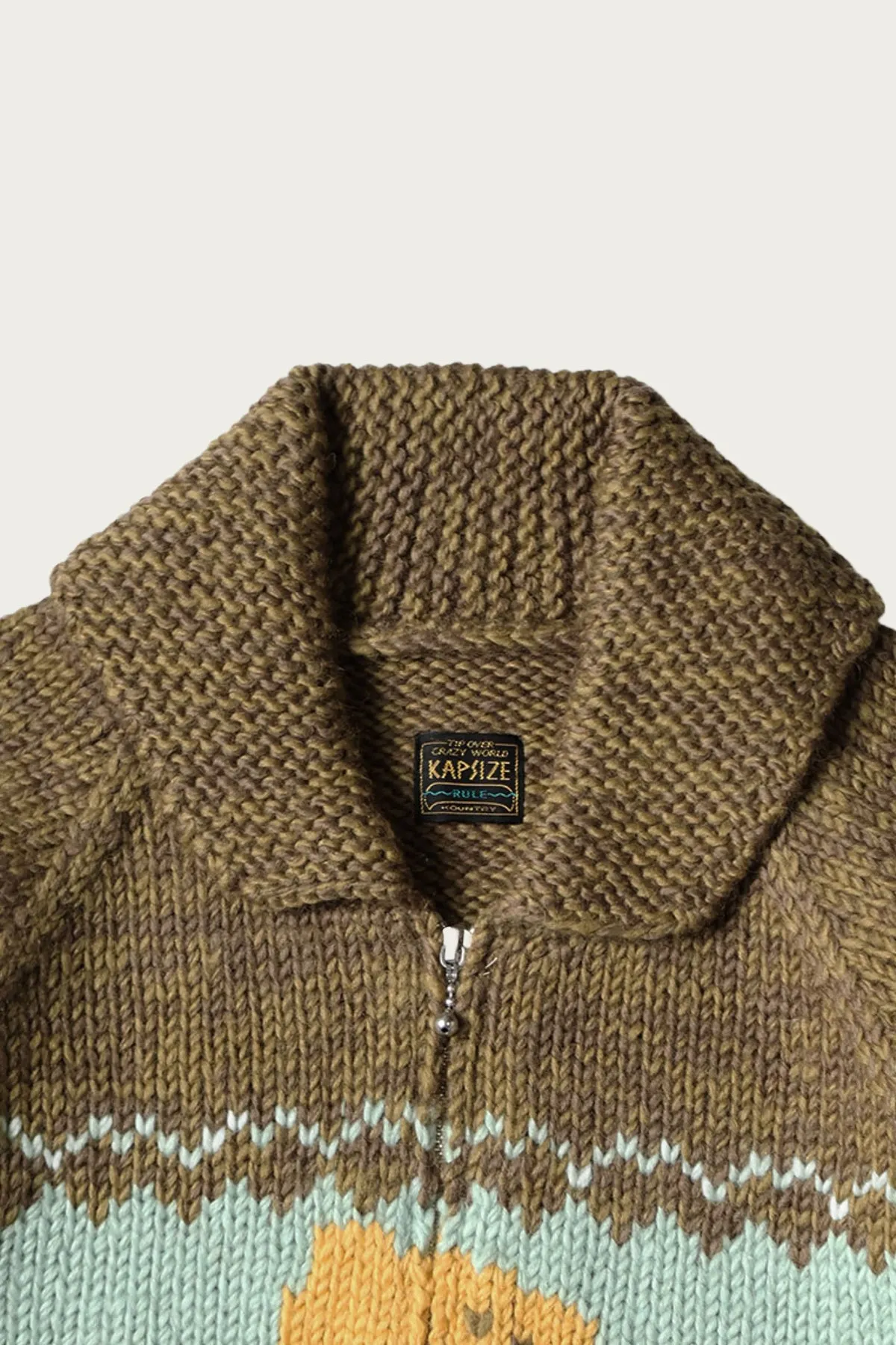 Hand Knit PECKISH TOTEM POLE ZIP Cardigan - Sax sold by Canoe Club product image thumbnail 3