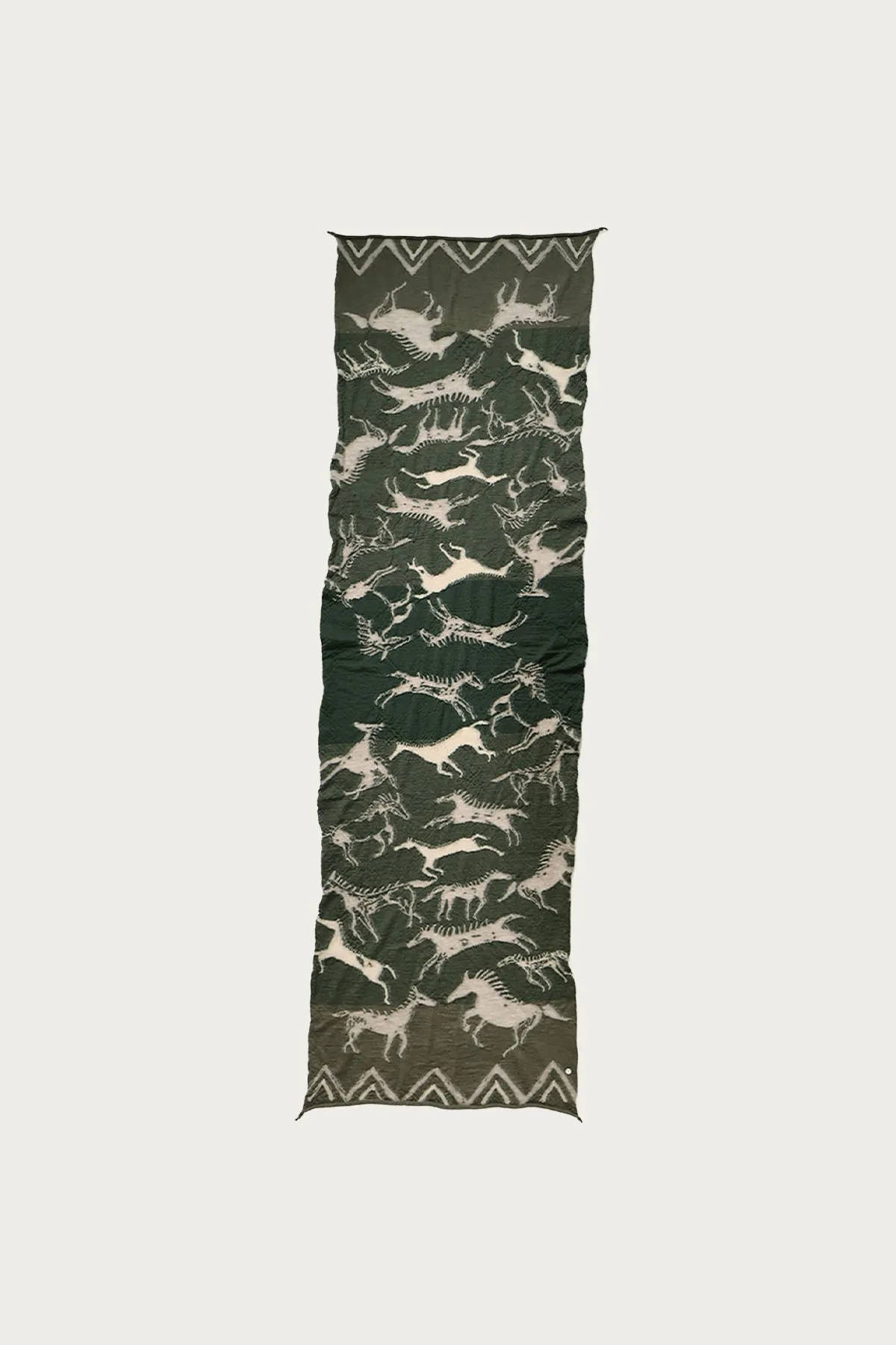 Fulling Wool Scarf INDIAN PAINTING - Green sold by Canoe Club