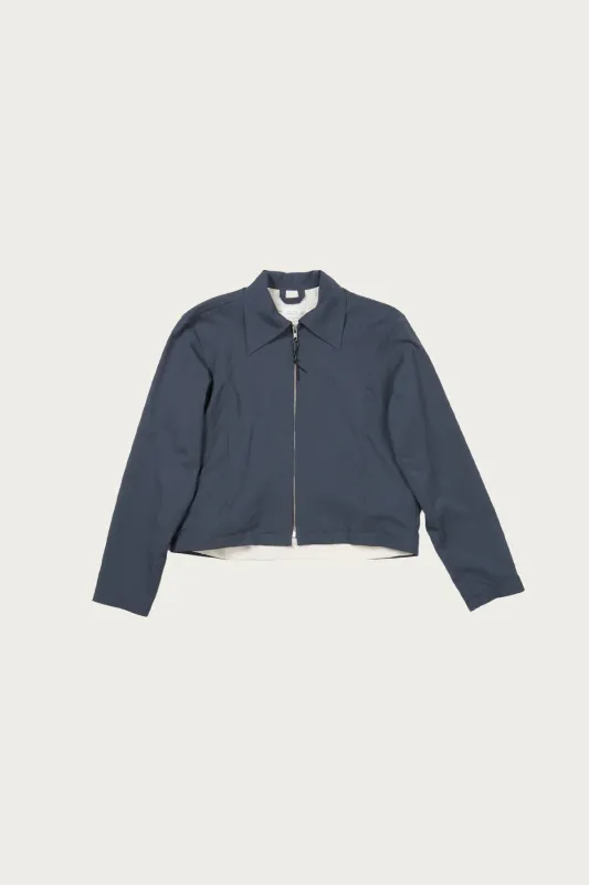 Fitted Zip Jacket - Petrol Light Wool sold by Canoe Club