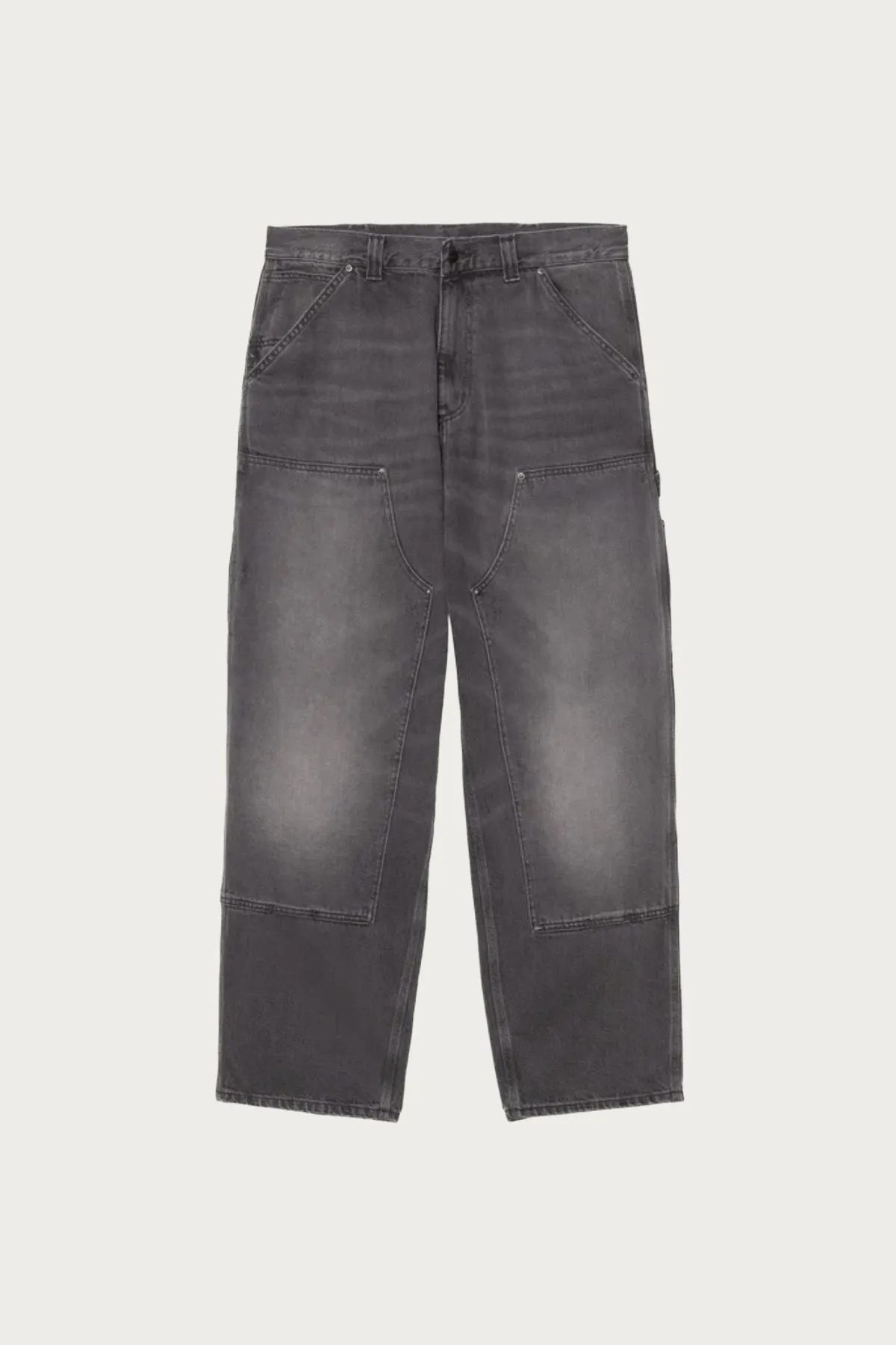 Double Knee Pant - Black Grind Wash sold by Canoe Club
