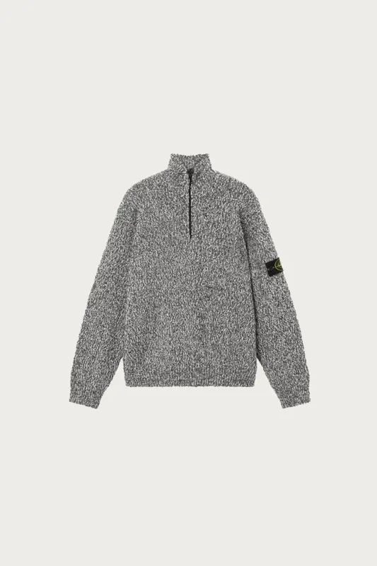 Speckled Cotton Half-Zip Jumper - Black Melange made by Stone Island