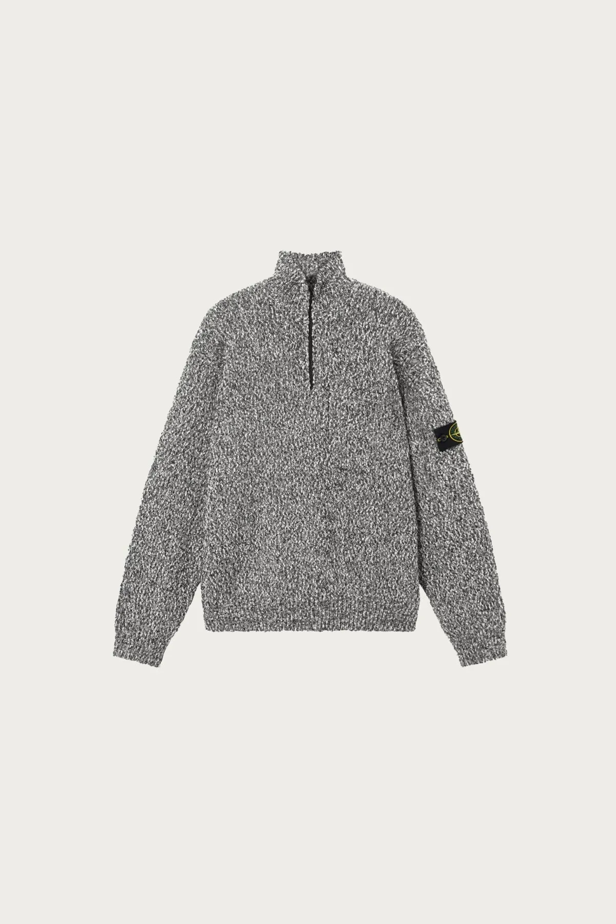 Speckled Cotton Half-Zip Jumper - Black Melange sold by Canoe Club