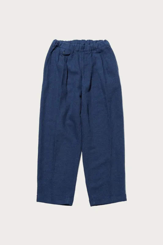 2 Pleats Relax Trousers COTTON Linen - Navy made by BEAMS PLUS