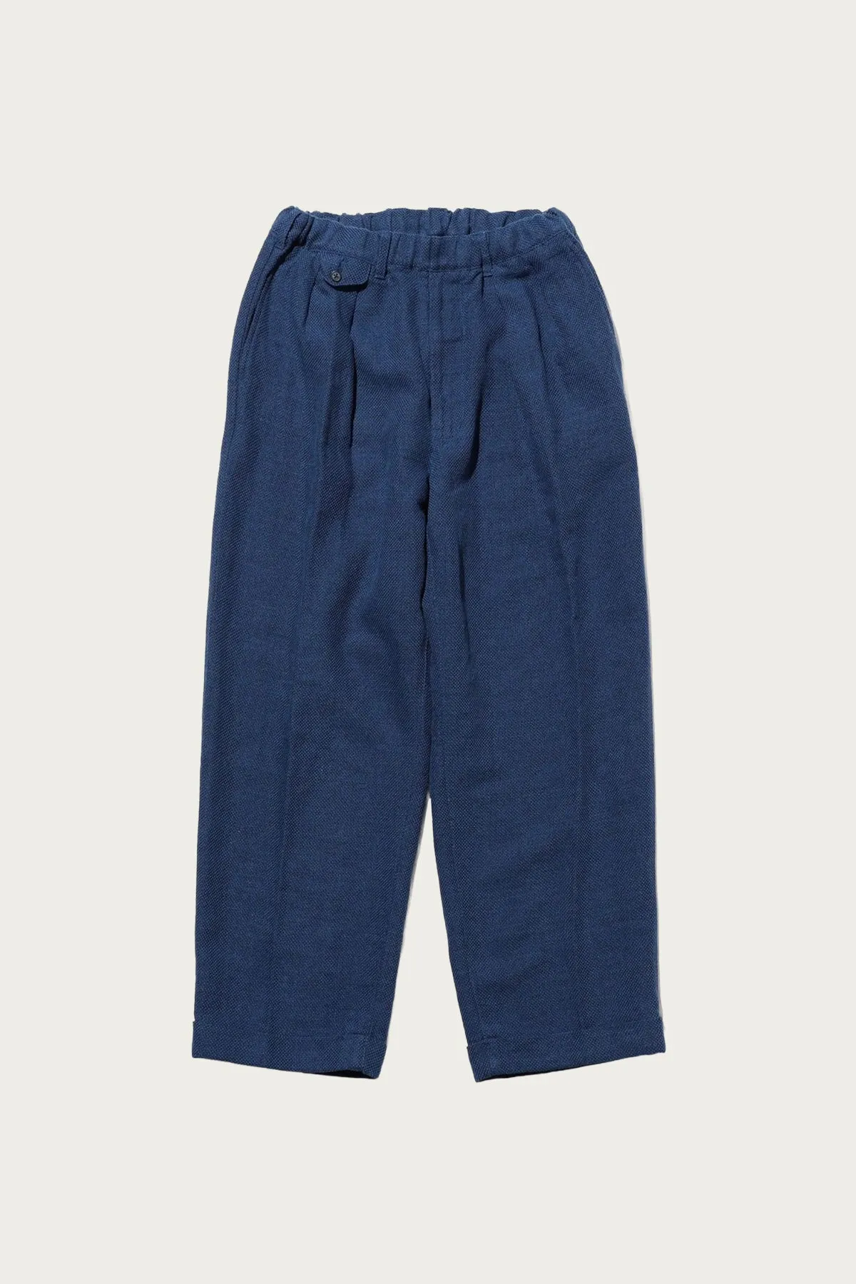 2 Pleats Relax Trousers COTTON Linen - Navy sold by Canoe Club