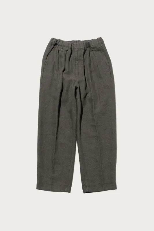 2 Pleats Relax Trousers COTTON Linen - Grey made by BEAMS PLUS