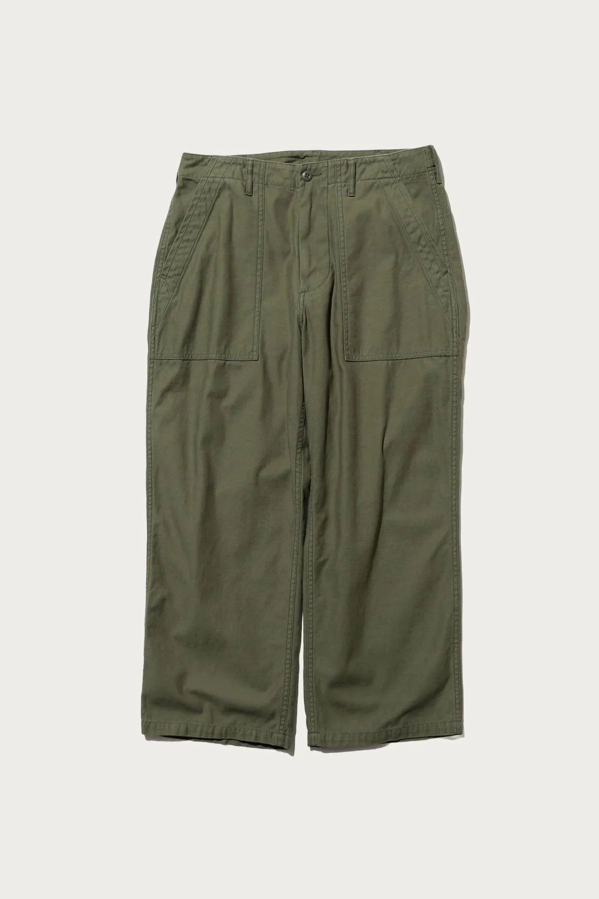 MIL Utility Trousers Reversed Sateen - Olive Green sold by Canoe Club