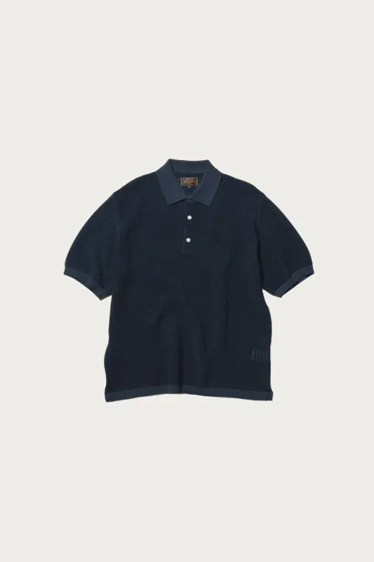 Knit Polo "WASHI" 2 Tone - Navy sold by Canoe Club