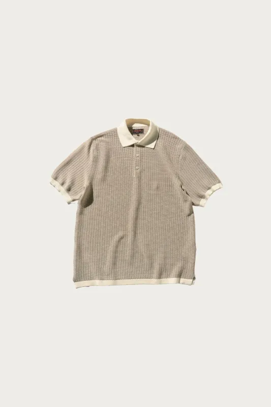 Knit Polo "WASHI" 2 Tone - Off White sold by Canoe Club