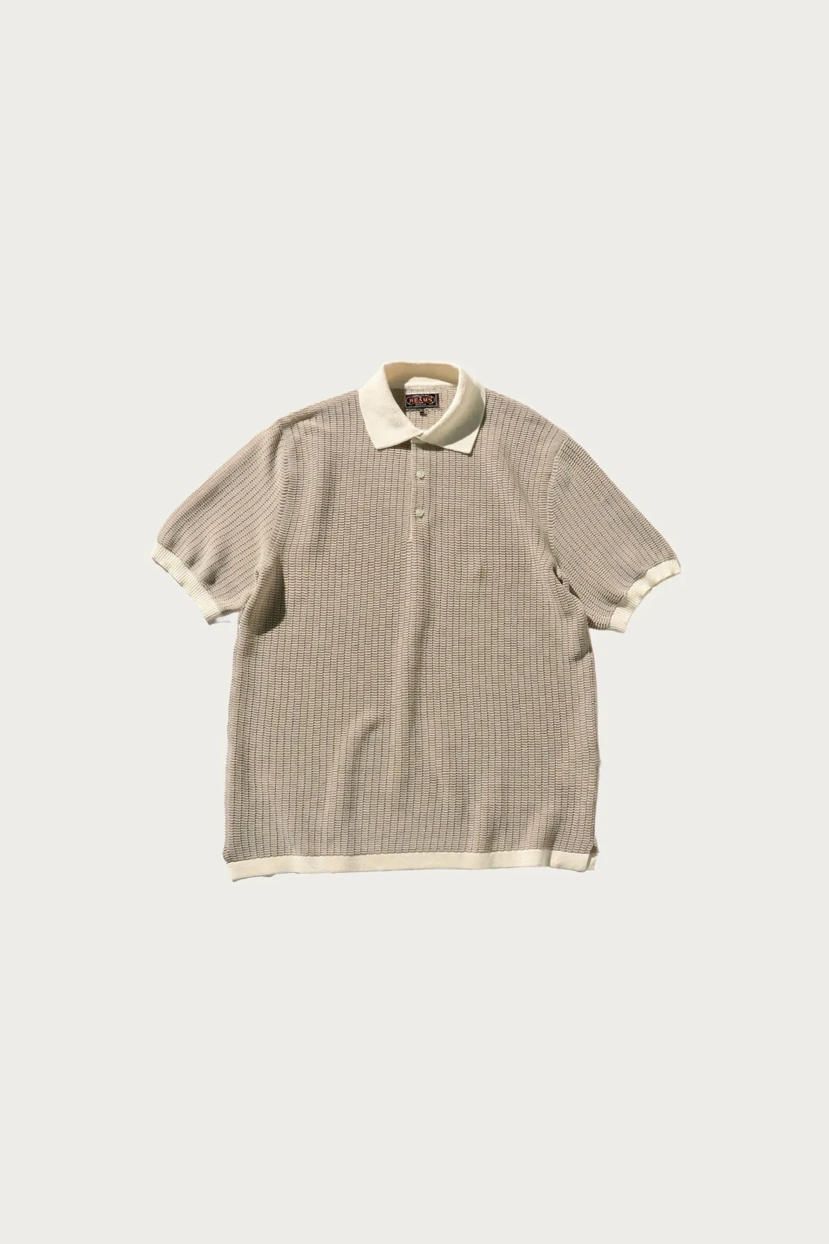 Knit Polo "WASHI" 2 Tone - Off White sold by Canoe Club