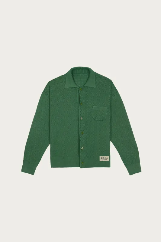 Pigment Dye Longsleeve Polo Sweater - Green made by Brain Dead