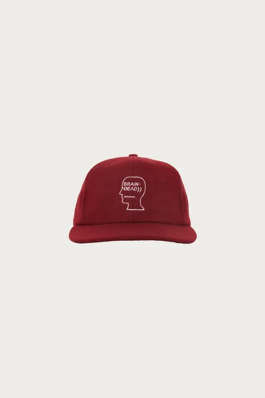 Flannel Logohead 6 Panel Hat - Burgundy made by Brain Dead