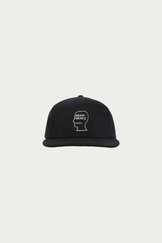 Flannel Logohead 6 Panel Hat - Black made by Brain Dead
