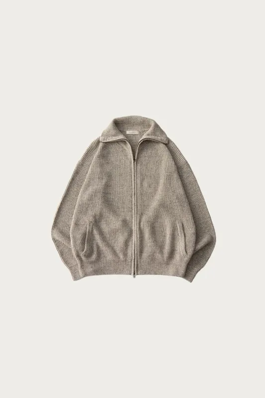 Linen Cotton Hemp Driver's Zip-Up Knit - Oatmeal made by Confect by Nestrobe