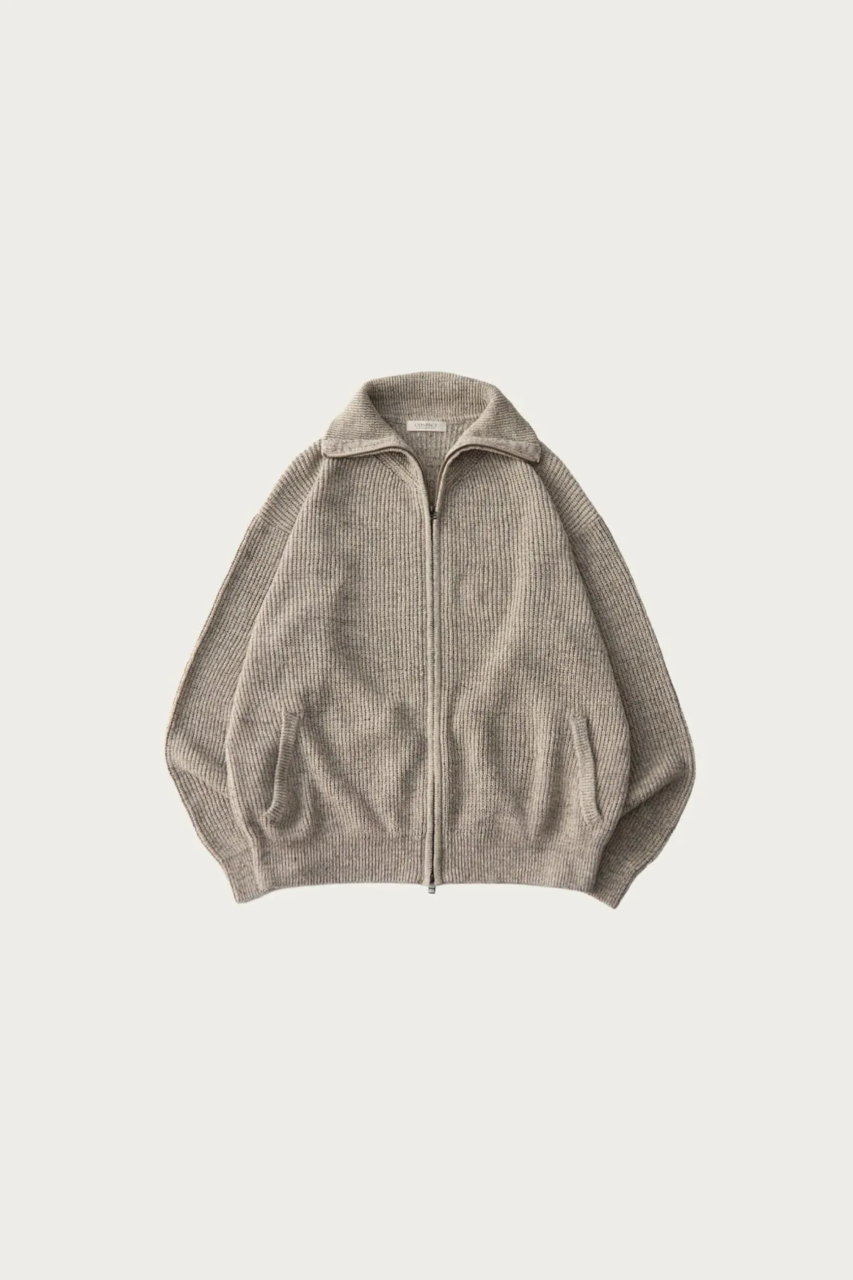 Linen Cotton Hemp Driver's Zip-Up Knit - Oatmeal sold by Canoe Club