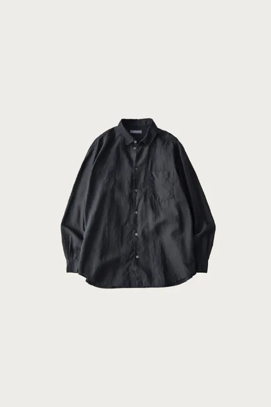 High Count Linen Regular Collar Shirt - Black made by Confect by Nestrobe