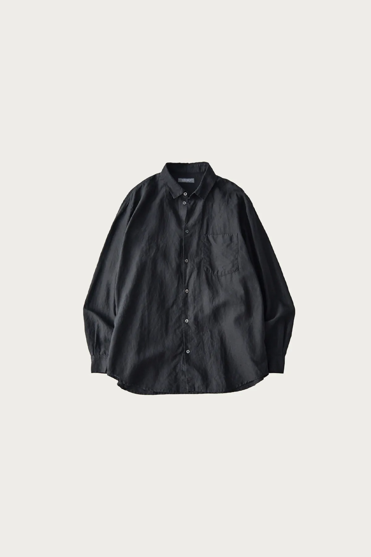High Count Linen Regular Collar Shirt - Black sold by Canoe Club