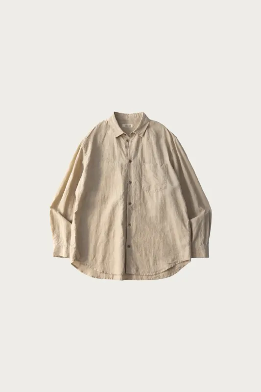 High Count Linen Regular Collar Shirt - Natural made by Confect by Nestrobe