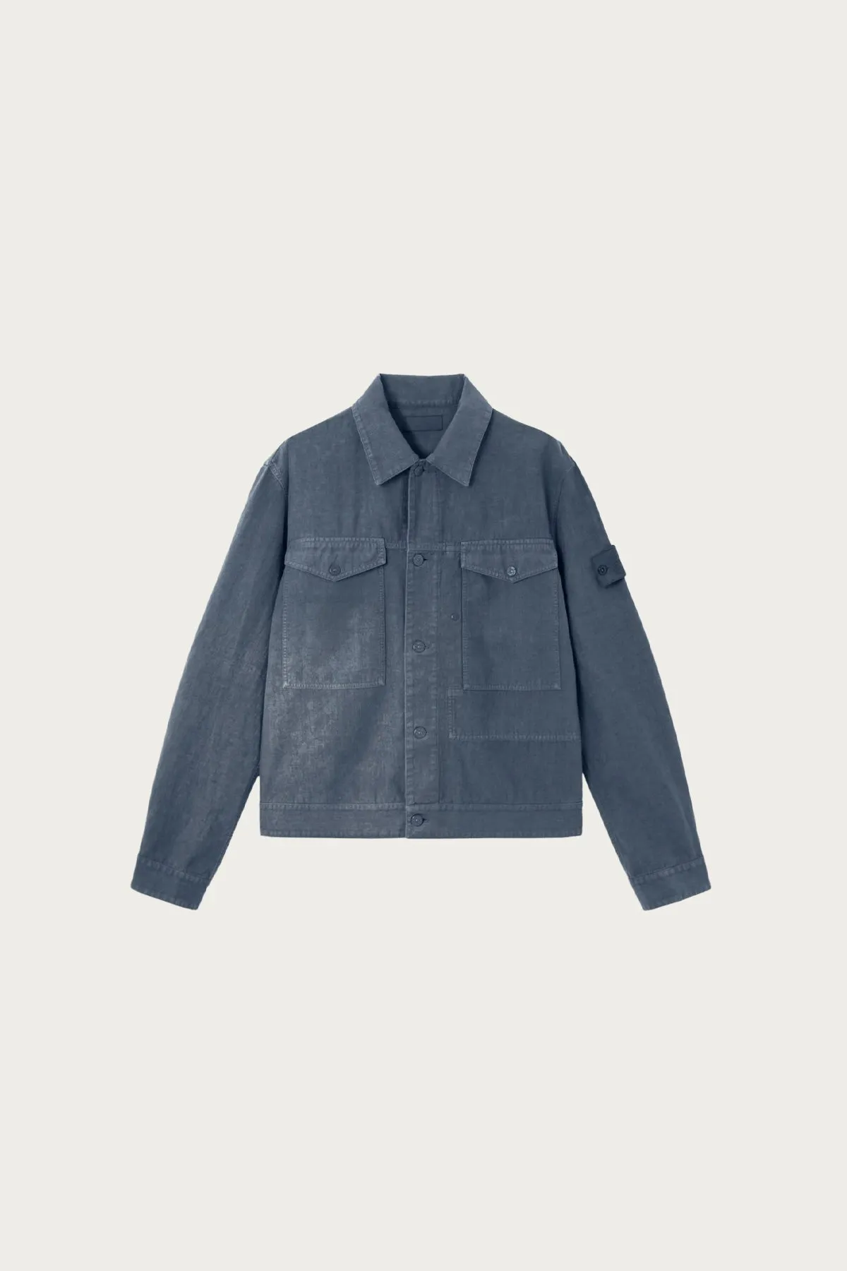 Bonded Linen Coach Jacket - Slate Blue sold by Canoe Club