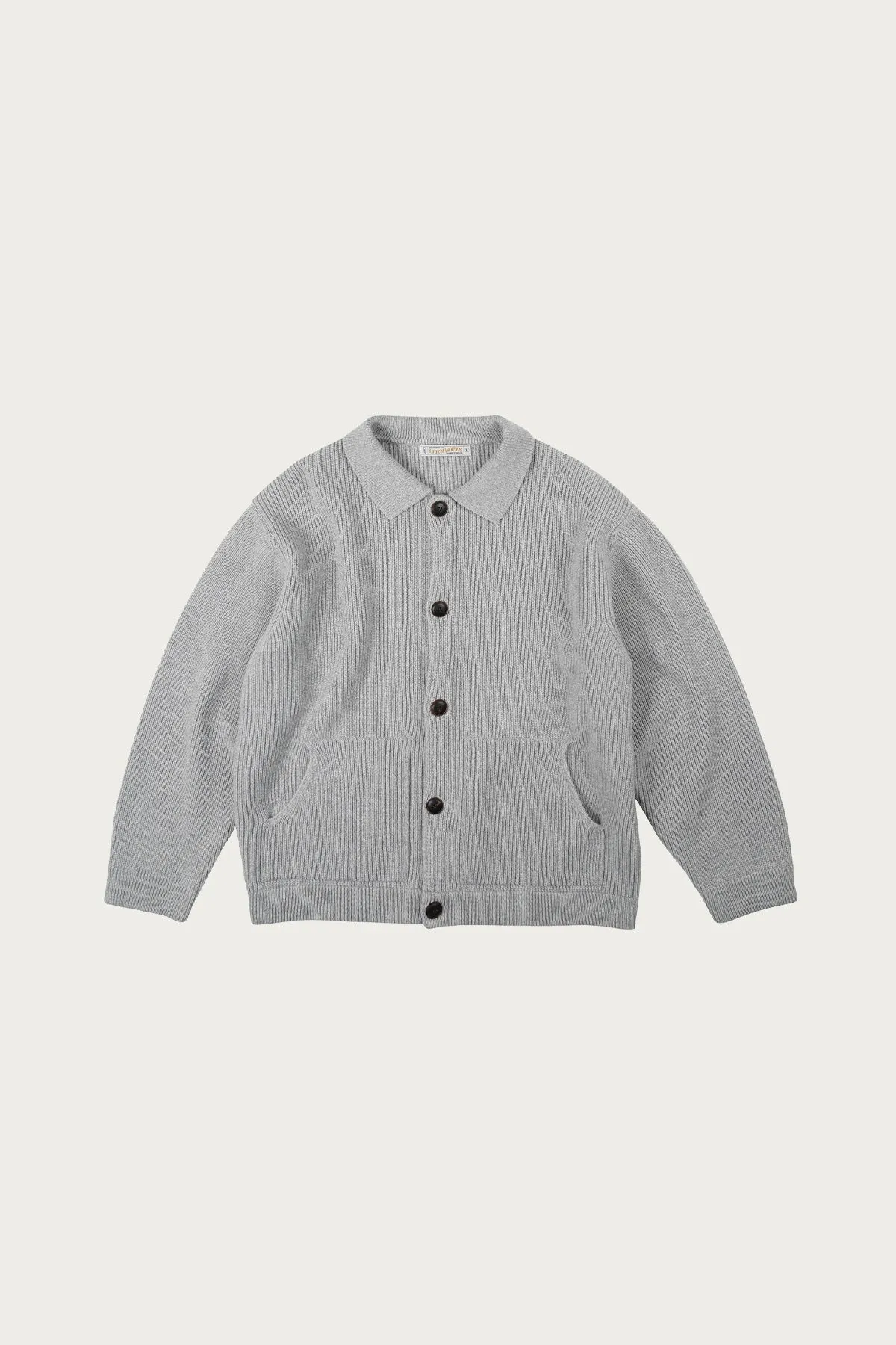 Ultra Heavyweight Collar Cardigan - Light Grey sold by Canoe Club
