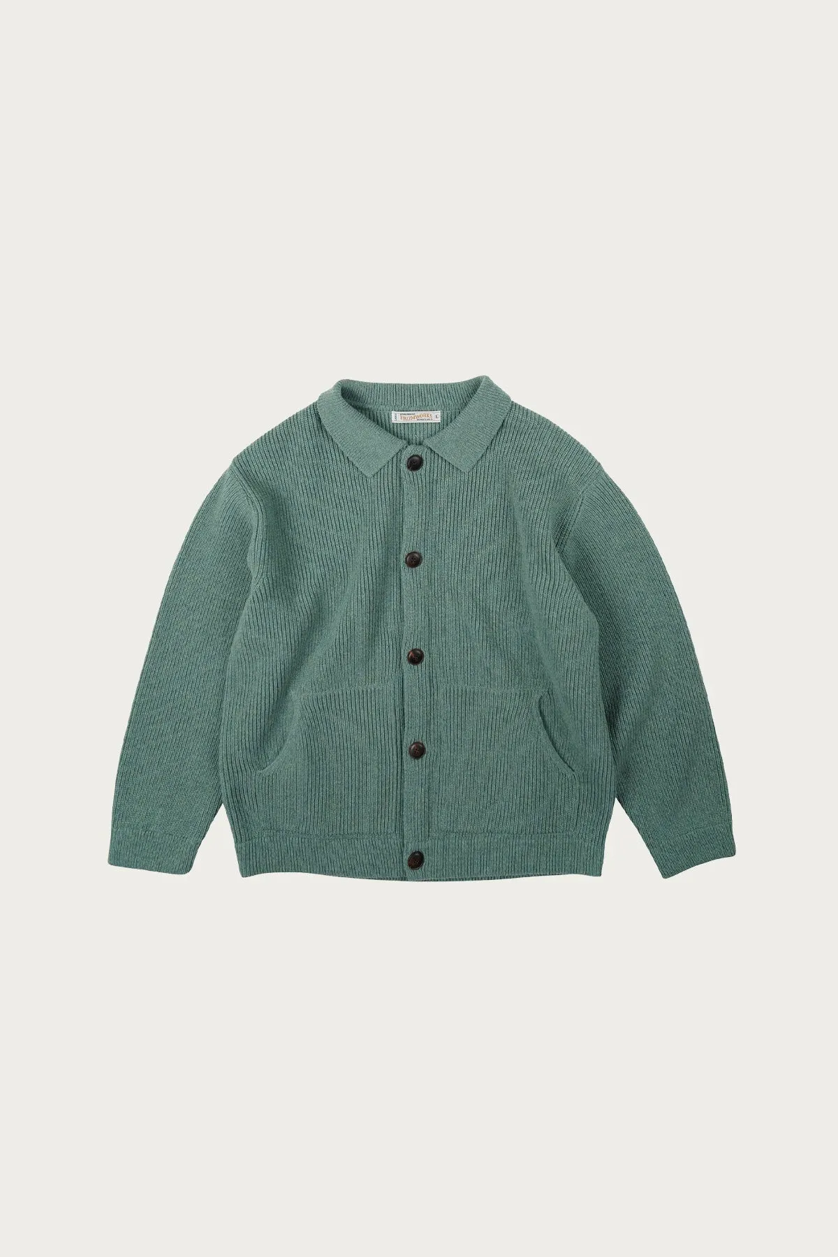 Ultra Heavyweight Collar Cardigan - Jade Green sold by Canoe Club