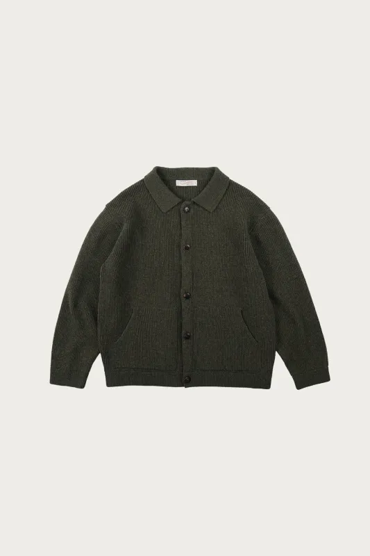 Ultra Heavyweight Collar Cardigan - Forest Green made by FrizmWORKS