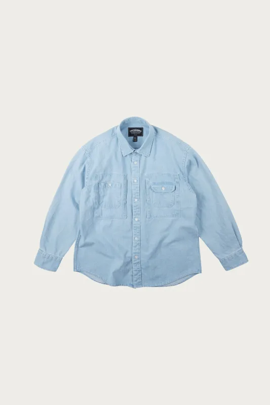 Bleach Denim Utility Shirt - Light Blue made by Canoe Club