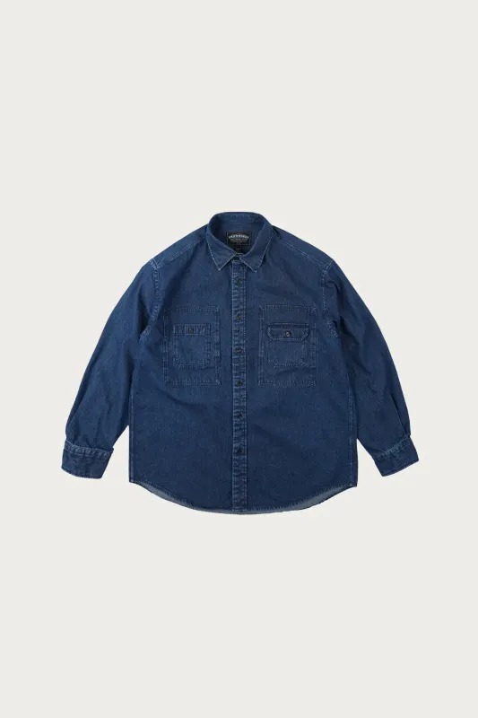 Bleach Denim Utility Shirt - Washed Indigo made by FrizmWORKS