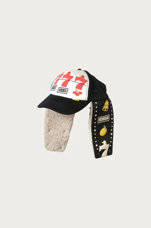 Lucky Bird LUMBER Trucker Cap - White Black made by Kapital