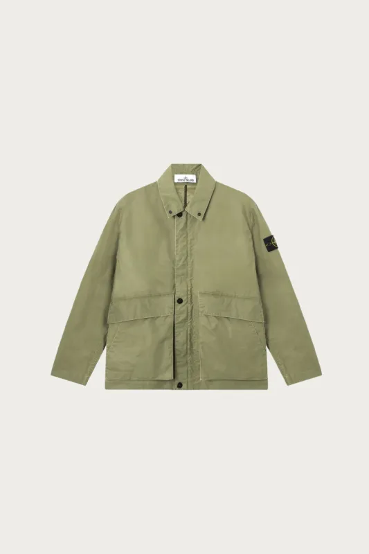 Pigmented Wax Coating Coach Jacket - Military Green made by Stone Island