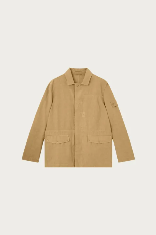 Bonded Linen Coach Jacket - Dark Beige made by Stone Island