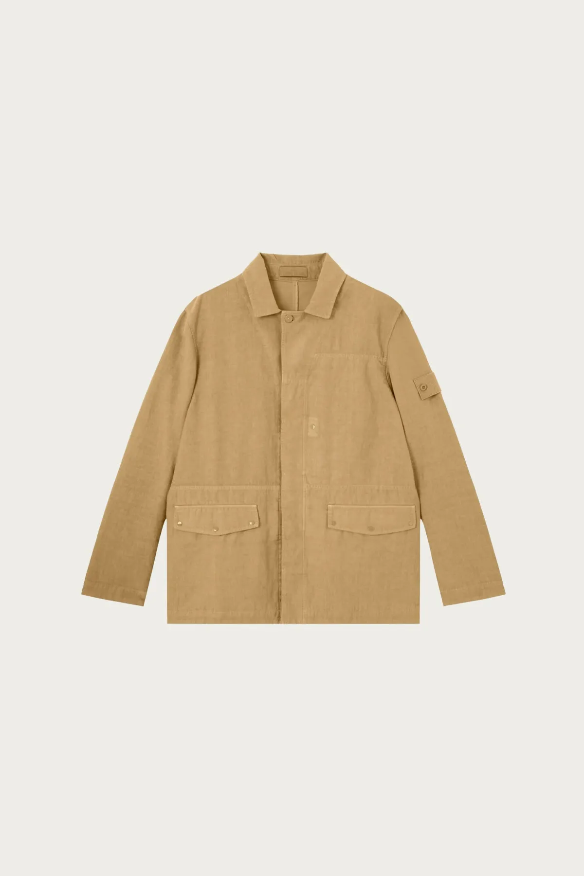 Bonded Linen Coach Jacket - Dark Beige sold by Canoe Club
