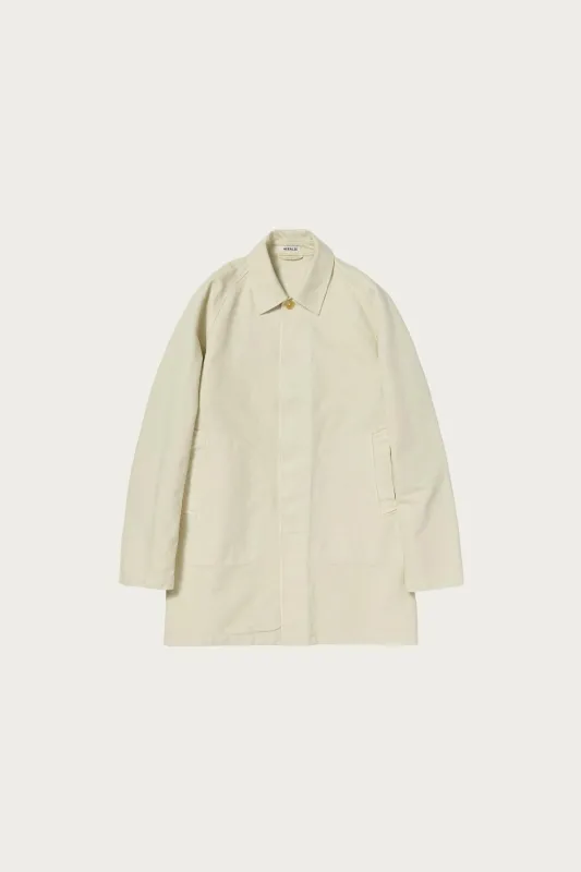 Garment-Dyed Organic Cotton Heavy Twill Short Work Jacket - Dusty Ivory made by Auralee