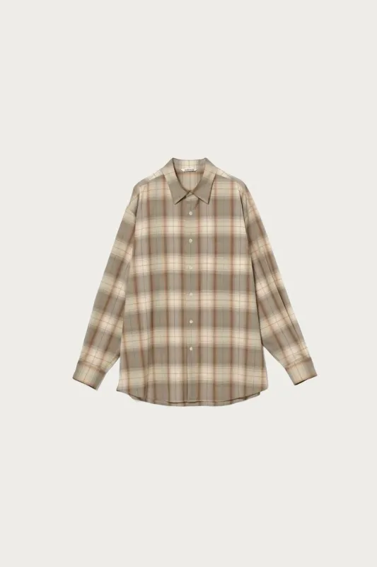 Super Light Wool Check Shirt - Light Brown Check made by Auralee