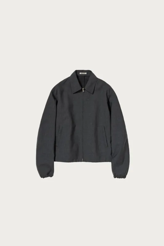 Bonded Tropical Wool Zip Blouson - Top Charcoal sold by Canoe Club